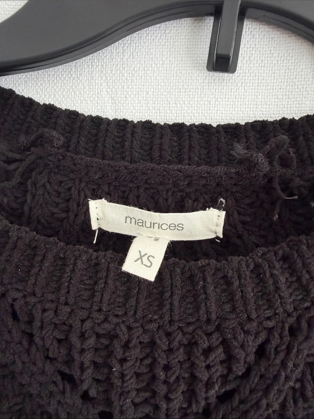 Maurices Black Open-Knit Scoopneck Sweater, XS